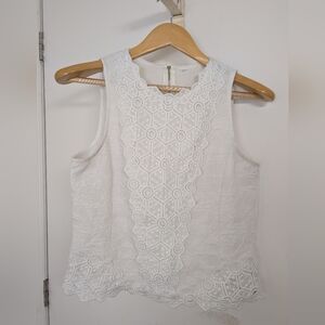 REBECCA TAYLOR WHITE TEXTURED TOP SIZE MEDIUM